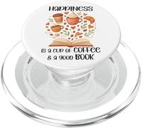 Happiness Cup of Coffee and a Good Book Lovers Fall Reading PopSockets PopGrip para MagSafe