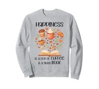 Happiness Cup of Coffee and a Good Book Lovers Fall Reading Sudadera