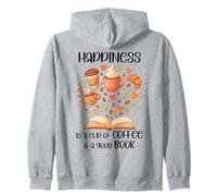 Happiness Cup of Coffee and a Good Book Lovers Fall Reading Sudadera con Capucha