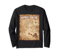 Happiness Found Here Vintage Pirate Map Crab Manga Larga