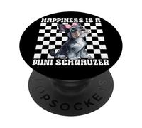 Happiness Is A Mini Schnauzer Miniatura Schnauzer Perro Niña PopSockets PopGrip Adhesivo