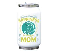 Happiness is Being A Mom - Botella térmica para bebidas con aislamiento al vacío, color blanco, talla única
