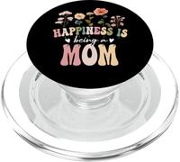 Happiness is Being a Mom Floral Design Mom Mother's Day PopSockets PopGrip para MagSafe