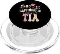 Happiness is Being a Tia Floral Design Tia Mother's Day PopSockets PopGrip para MagSafe