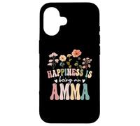 Happiness is Being an Amma Floral Design Amma Mother's Day Carcasa para iPhone 16