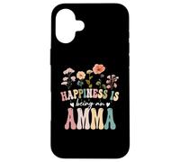 Happiness is Being an Amma Floral Design Amma Mother's Day Carcasa para iPhone 16 Plus