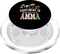 Happiness is Being an Amma Floral Design Amma Mother's Day PopSockets PopGrip para MagSafe