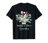 Happiness Is Being Grandma - Ramo Floral Vintage para Abuela Camiseta