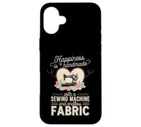 Happiness Is Handmade with Sewing Machine and Endless Fabric Carcasa para iPhone 16 Plus