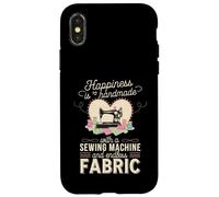 Happiness Is Handmade with Sewing Machine and Endless Fabric Carcasa para iPhone X/XS