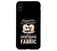 Happiness Is Handmade with Sewing Machine and Endless Fabric Carcasa para iPhone XS MAX