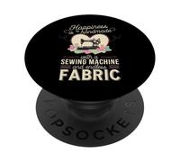 Happiness Is Handmade with Sewing Machine and Endless Fabric PopSockets PopGrip Adhesivo