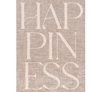 Happiness Neutral Linen Decorative Book for Display & Coffee Table: Aesthetic & Abstract Minimalist Beige Cover For Stacking & Modern Boho Living Room Styling Interior Design