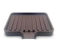 Happitasa Jabonera de silicona y soporte para esponja con canal de drenaje, paquete de 2 | Organizador para fregadero de bao y cocina (chocolate