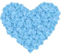 Happium 1000 pétalos de rosa, pétalos de flores artificiales de seda, decoraciones románticas, emulación para decoración de boda, día de San Valentín, decoración de confesión (azul claro)