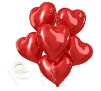 Happium 6 globos de corazón rojo de aluminio para el día de San Valentín, globos rojos en forma de corazón de 18 pulgadas, globos de corazón de helio para compromiso, boda, aniversario, decoración de