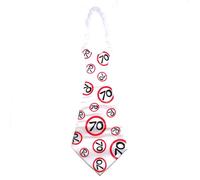 Happium Happy 70 Birthday Tie Number 70 Birthday Party Supplies, Party By Age 70 Ideas and Decorations Funny Birthday Sash Red 70 White Number Tie Tie, blanco, Measuring approx. 60 x 28 cm or 24 x 11