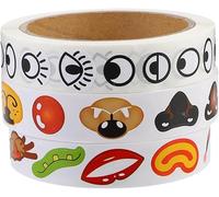 Happium Pegatinas faciales, 3 rollos adhesivos de expresión facial, 3000 piezas creativas para ojos, nariz y boca, calcomanías divertidas para niños, adultos, profesores, recuerdos de fiesta