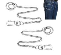 HAPPOW 2 llaveros de 30 cm, cadena de cartera, reloj de bolsillo, cadena para hombre, para cartera, cartera, pantalones, jean, cadena de eslabones plateados con mosquetón y llavero, plata, M