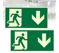 HAPPOW 2 señales de salida de emergencia luminosas, 300 x 150 mm, señales de salida de emergencia, autoadhesivas, material de protección de luz de vinilo, para barcos, escaleras, corredores