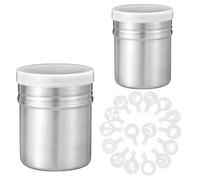 HAPPOW 2 unidades de azúcar en polvo, cacao, harina, acero inoxidable, con 16 bandejas de café, con tapa, para cacao, azúcar, sal, harina, chocolate