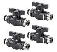 HAPPOW 4 válvulas neumáticas de 6 mm, conector neumático para mangueras de aire con un diámetro exterior de 6 mm, válvula de cierre neumática recta, para conectar y controlar mangueras de aire