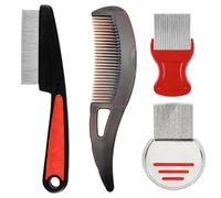 HAPPOW Juego de 4 peines para caspa, 4 en 1, con peine de dientes redondos, peine de mango largo de acero inoxidable, peine de dientes huecos y dientes finos, para caspa, grasa, piojos (limpieza