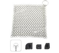 HAPPOW Limpiador de anillos holandés de hierro fundido, limpiador de hierro fundido 316 de acero inoxidable con 3 raspadores y 1 gancho autoadhesivo, varillas pómez y esponja de limpieza, accesorios