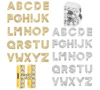 Happtkey 52 Piezas Dijes de Letras con Diamantes de Imitación, Dijes de Letras del Alfabeto Deslizantes de 8mm (A-Z), Joyería de Cristal para Collares Gargantillas Pulseras Bisutería