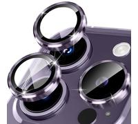 Happtkey Protector de Lente Cámara para iPhone 14 Pro, Protector de Pantalla de Vidrio Templado 9H para Cámara Trasera, Anillo de Metal de Aleación de Aluminio Individual, Accesorios para Teléfono