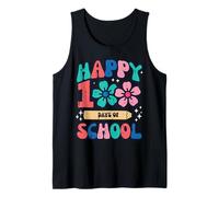Happy 100 Days of School Flowers 100th Day Groovy Girls Kids Camiseta sin Mangas