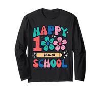 Happy 100 Days of School Flowers 100th Day Groovy Girls Kids Manga Larga