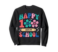 Happy 100 Days of School Flowers 100th Day Groovy Girls Kids Sudadera