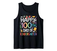 Happy 100th Day Kindergarten Rainbow Lettering Maestro Camiseta sin Mangas