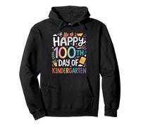 Happy 100th Day Kindergarten Rainbow Lettering Maestro Sudadera con Capucha