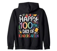Happy 100th Day Kindergarten Rainbow Lettering Maestro Sudadera con Capucha