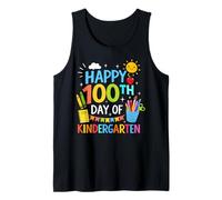 Happy 100th Day of Kindergarten Boys Girls Teacher 100 Days Camiseta sin Mangas