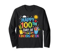 Happy 100th Day of Kindergarten Boys Girls Teacher 100 Days Manga Larga