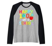 Happy 100th Day of Kindergarten Teacher Boys Girls 100 Days Camiseta Manga Raglan