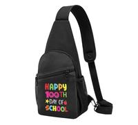 Happy 100th Day of School Chest Pack Leisure Shoulder Crossbody Chest Bag, Black, Talla única, Riñoneras