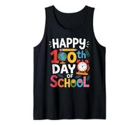 Happy 100th Day of School Iconos Coloridos Maestro Primaria Camiseta sin Mangas