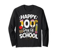 Happy 100th Day of School Teachers Boys Kids Retro 100th Day Manga Larga