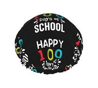 Happy 100th Day Of School Teachers Estudiantes Gorros de ducha Gorro de baño reutilizable Gorro de ducha de baño elástico Suave impermeable para gorros de pelo de todas las longitudes de cabello