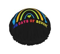 Happy 100th Day Of School Teachers Estudiantes Gorros de ducha Gorro de baño reutilizable Gorro de ducha de baño elástico Suave impermeable para gorros de pelo de todas las longitudes de cabello
