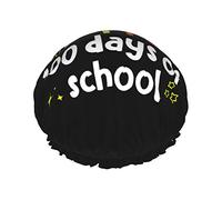 Happy 100th Day Of School Teachers Estudiantes Gorros de ducha Gorro de baño reutilizable Gorro de ducha de baño elástico Suave impermeable para gorros de pelo de todas las longitudes de cabello
