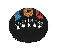 Happy 100th Day Of School Teachers Estudiantes Gorros de ducha Gorro de baño reutilizable Gorro de ducha de baño elástico Suave impermeable para gorros de pelo de todas las longitudes de cabello