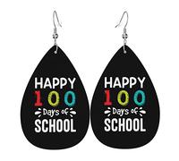 Happy 100th Day Of School Teachers Estudiantes Pendientes de lágrima de cuero