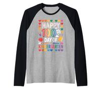Happy 100th Day Rainbow Hearts Stars Classroom Kindergarten Camiseta Manga Raglan