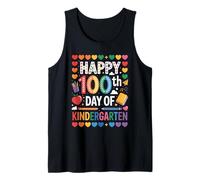 Happy 100th Day Rainbow Hearts Stars Classroom Kindergarten Camiseta sin Mangas