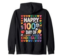 Happy 100th Day Rainbow Hearts Stars Classroom Kindergarten Sudadera con Capucha